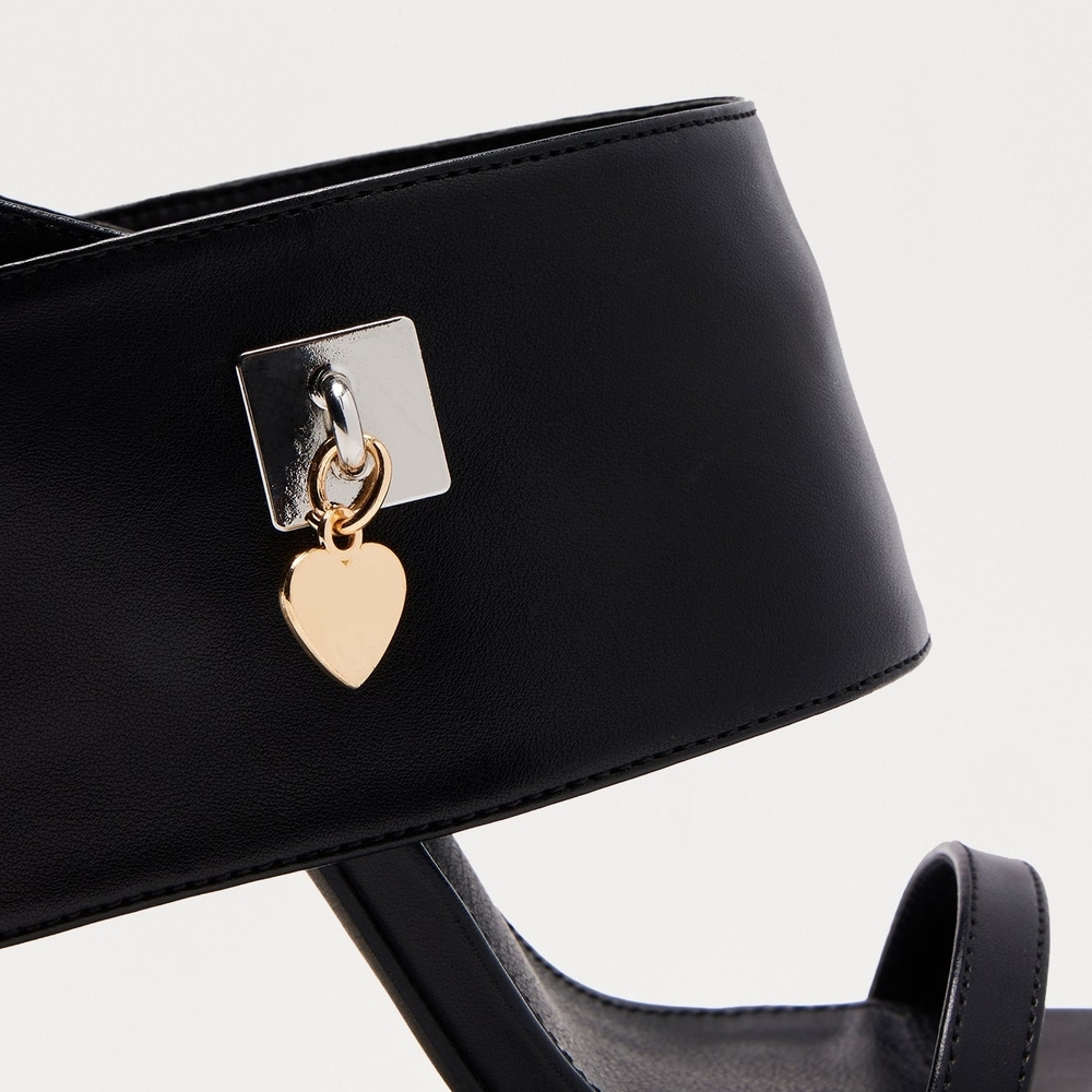 Elegant Faux Leather Stiletto Black Women's Heels - Picture 2 of 4